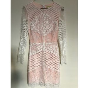 Gianni Bini Pink and White Lace Dress